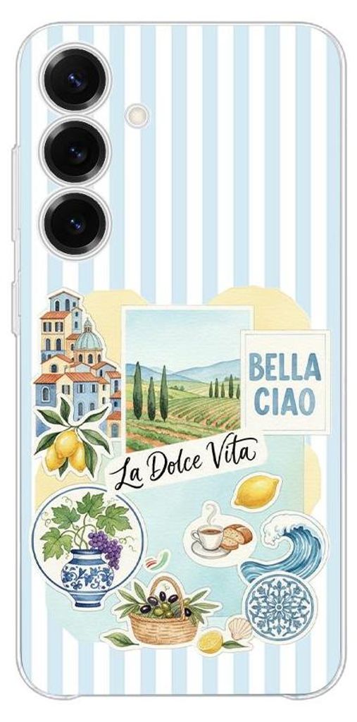 Flexible Hülle für das Samsung Galaxy S25 Plus, Kameraschutz, TPU Silikon transparent, Urlaub in Italien, italienische Spezialitäten, La Dolce Vita