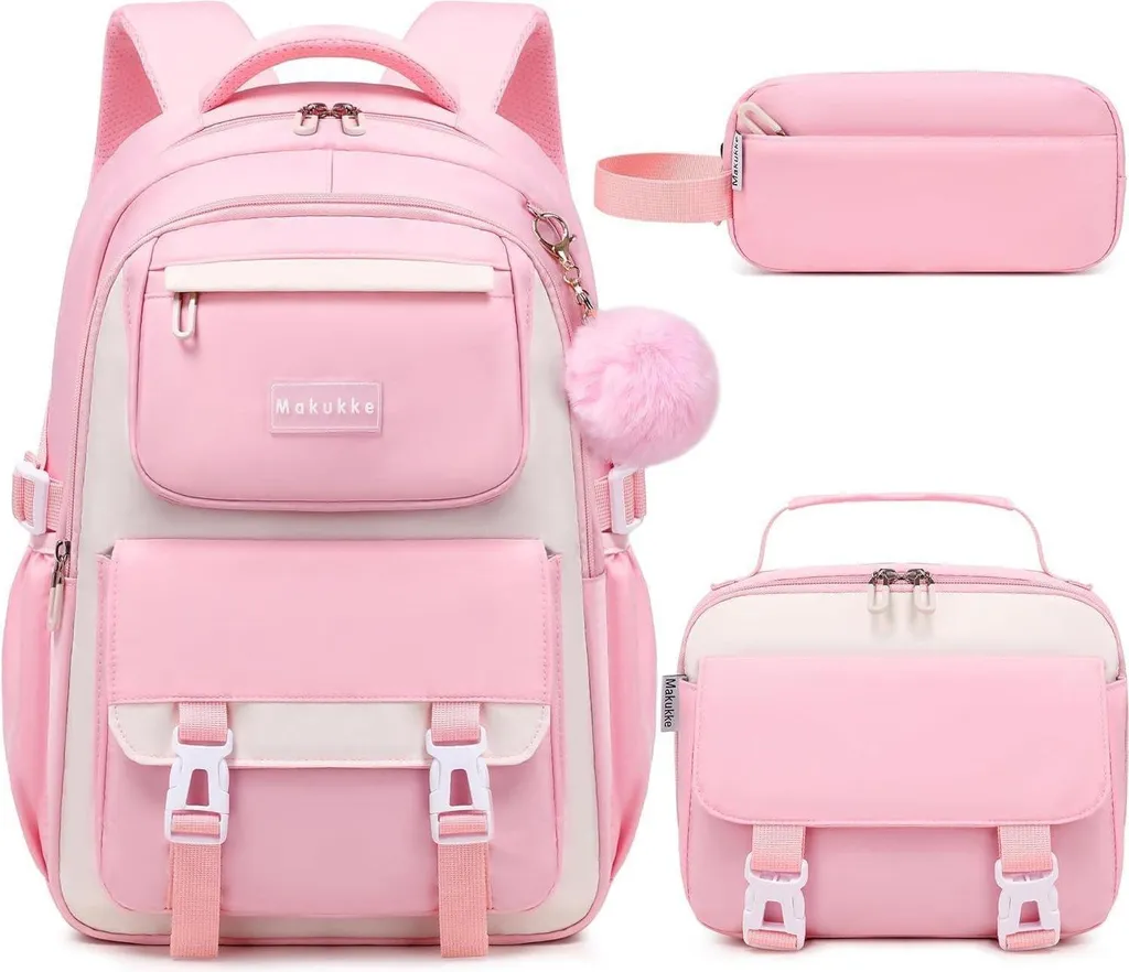 Makukke Zaino Scuola Ragazze 30L Rosa - Zainetto Adolescenti Robusto