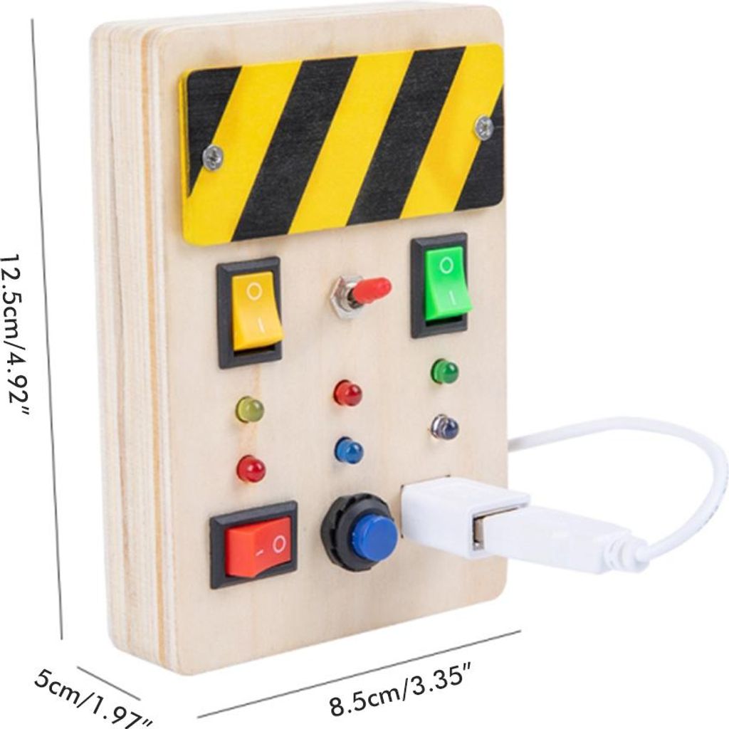 Busy Board, sensorisches Holzspielzeug mit leuchtenden LED-Knöpfen, steckbare Drähte, pädagogisches Lernspielzeug, Geschenke für Babys, Jungen ...