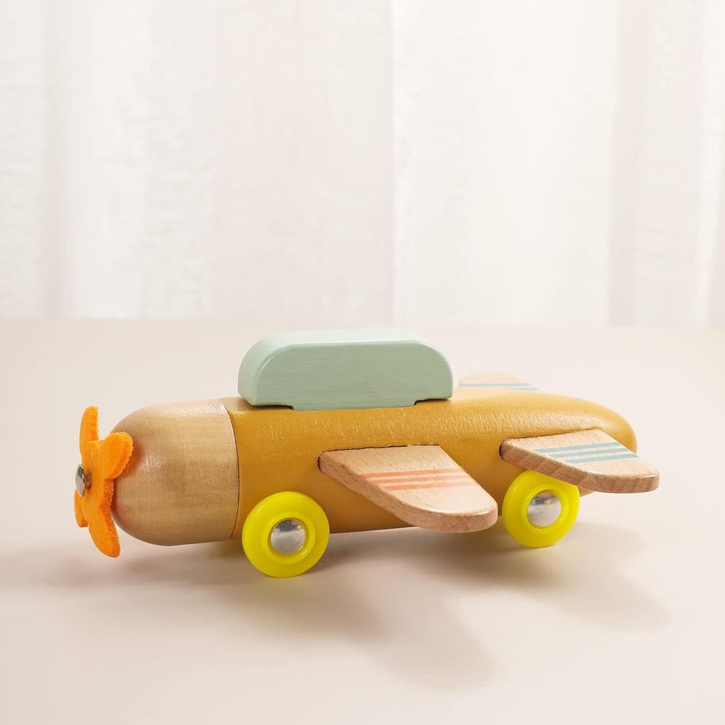 Holzflugzeug Spielzeug, Montessori Feinmotorik Flugzeug Spielzeug, Schieben und Ziehen, Greifen Spiele, Geschenke für Jungen und Mädchen A
