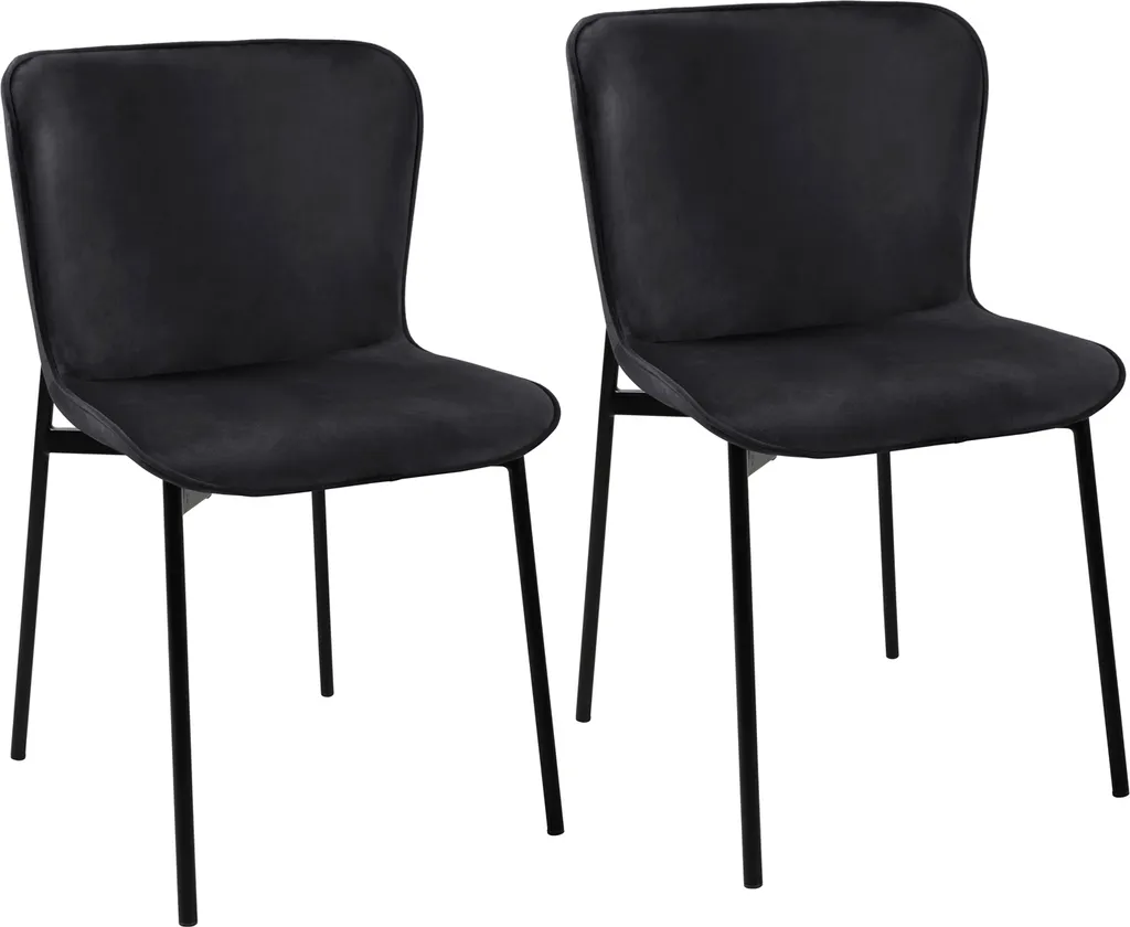 Chaise de Salon Rembourrée SVITA MARY sans Accoudoirs Noir et Noir