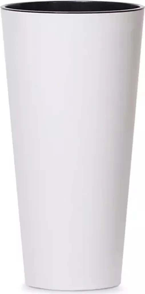 Pot de fleurs 40cm blanc Tubus Slim anti-rayures avec insert amovible
