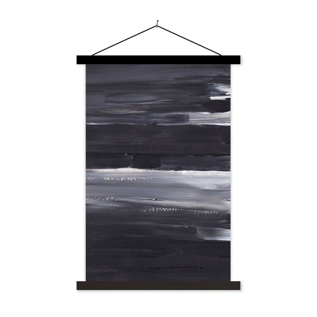 MuchoWow Textilposter Farbe - Abstrakt - Schwarz 40x60 cm mit schwarzem Rahmen - Wanddekorationen