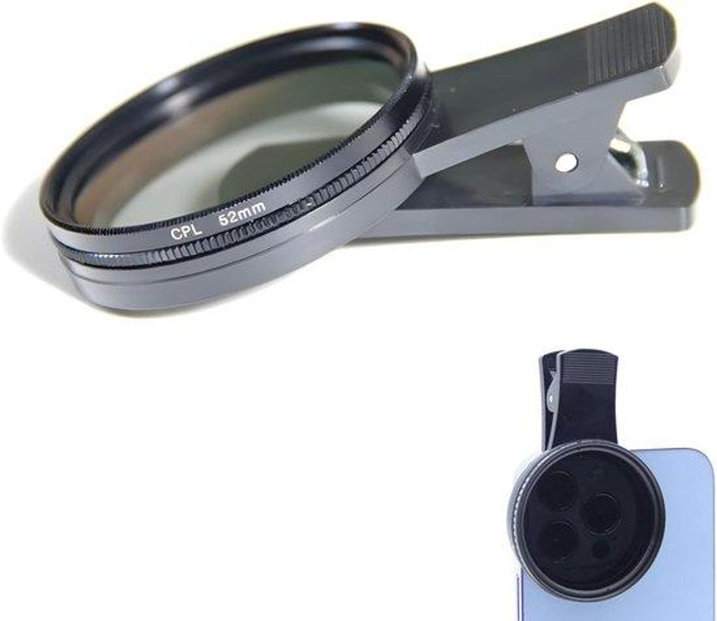 52 mm gepolariseerde ronde telefoonlens met clip - Verbessert die Bildqualität, reduziert Reflexionen und intensiviert die Farben - Ideal für Lan...