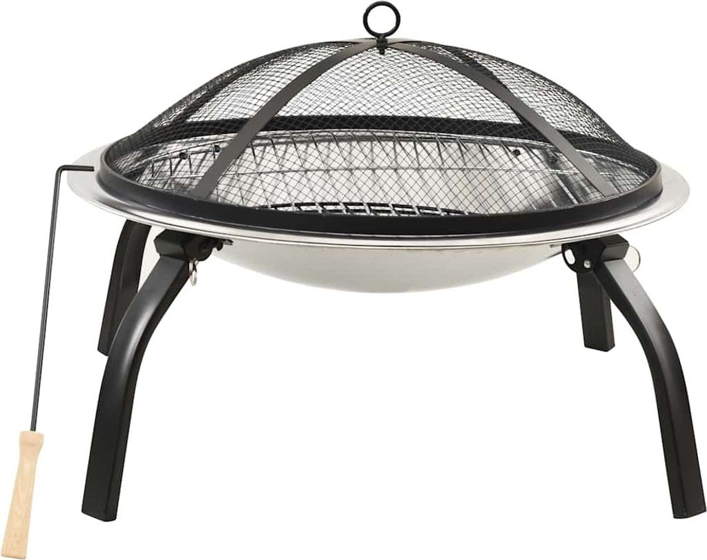 vidaXL Miska na oheň a gril 2v1 s pokrem 56x56x49 cm Obrázek produktu 