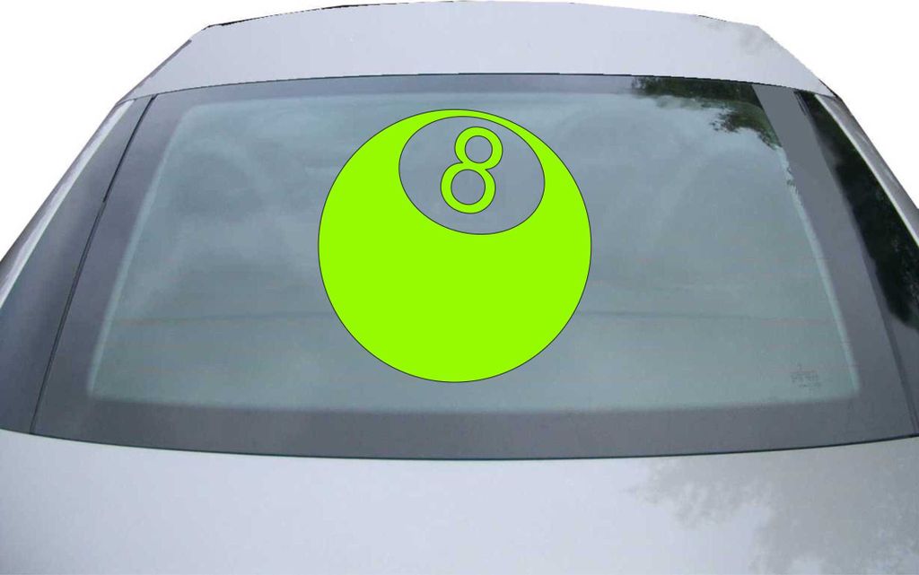 Indigos UG - Aufkleber Heckscheibe & Motorklappe DE2499 - neongrün - 600x600 mm - 8 Ball - Auto Scheiben Fenster Heckklappe Tuning Racing JDM - Di...