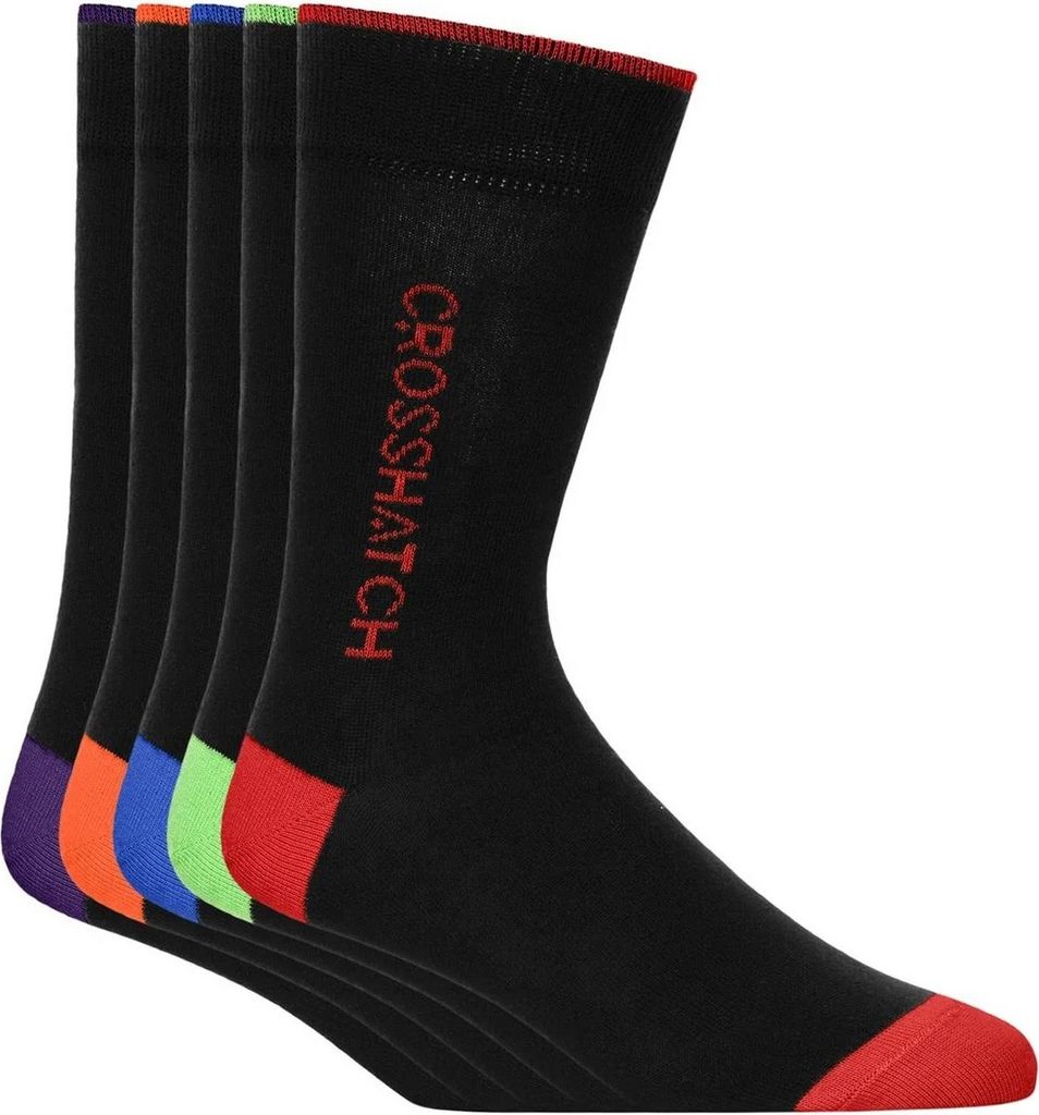 Crosshatch - "Glowbow" Socken für Herren(5er-Pack) BG1561 (Einheitsgröße) (Schwarz/Bunt)