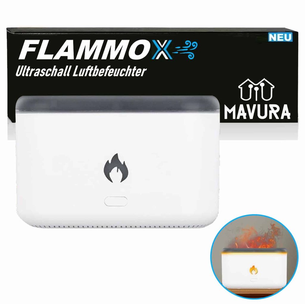 FLAMMOX Luftbefeuchter mit Kamineffekt Flammen Humidifier Raumbefeuchter