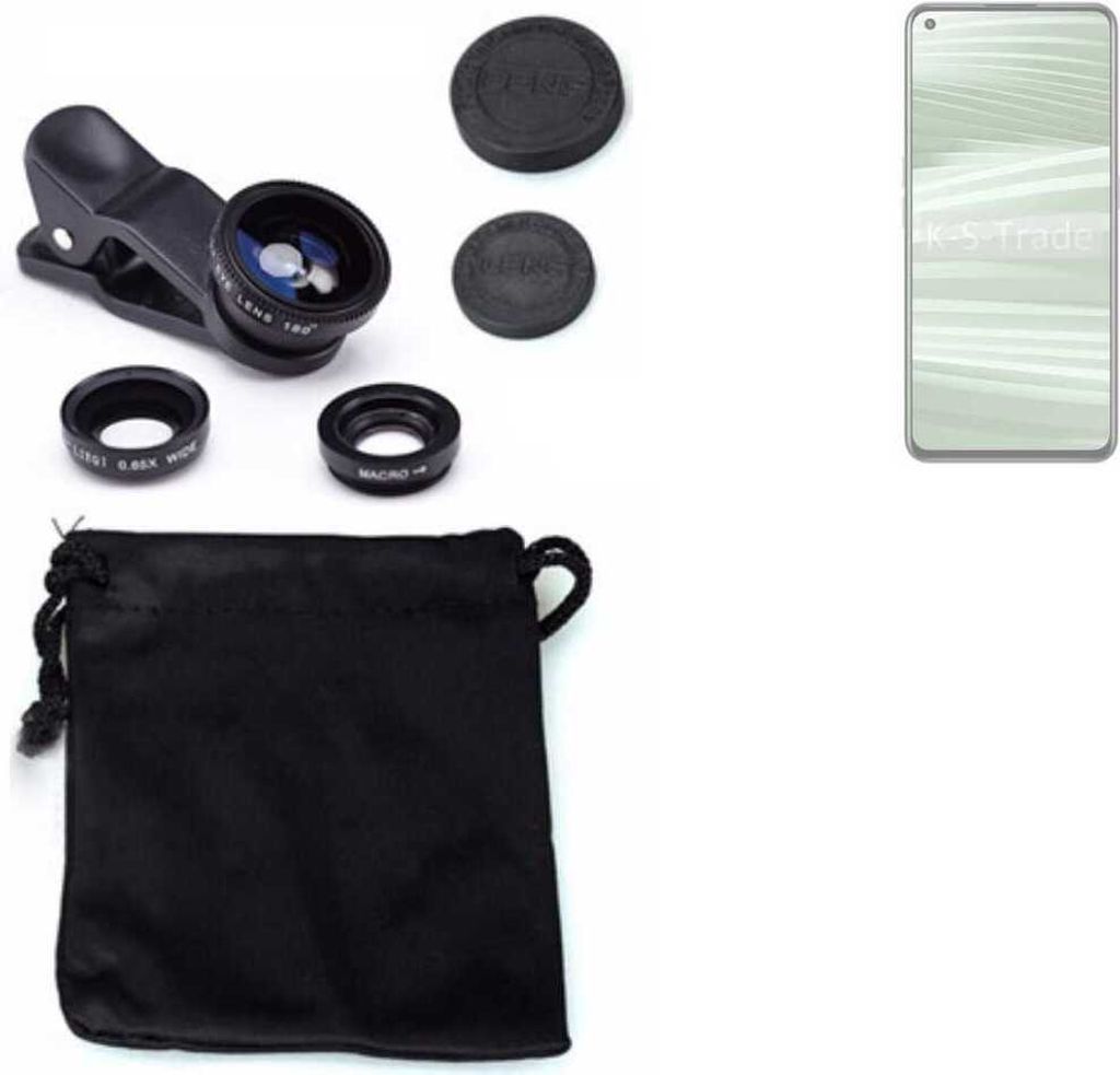 K-S-Trade Smartphone Kamera Linsen Set Kompatibel mit Realme GT2 Pro 3in1 Clip-On Kamera Adapter Macro Weitwinkel FishEye Fischauge Objektiv Linse