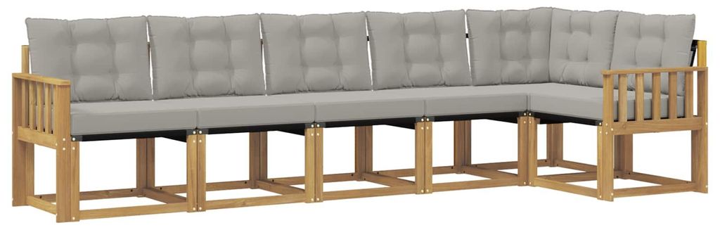 vidaXL Outdoor-Sofagarnitur mit Kissen 6 pcs Weiß und Hellgrau
