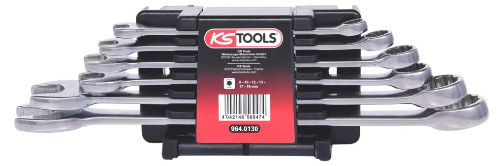 Jeu de clés mixtes INOX coudées 6 pièces KS TOOLS pour serrage durable