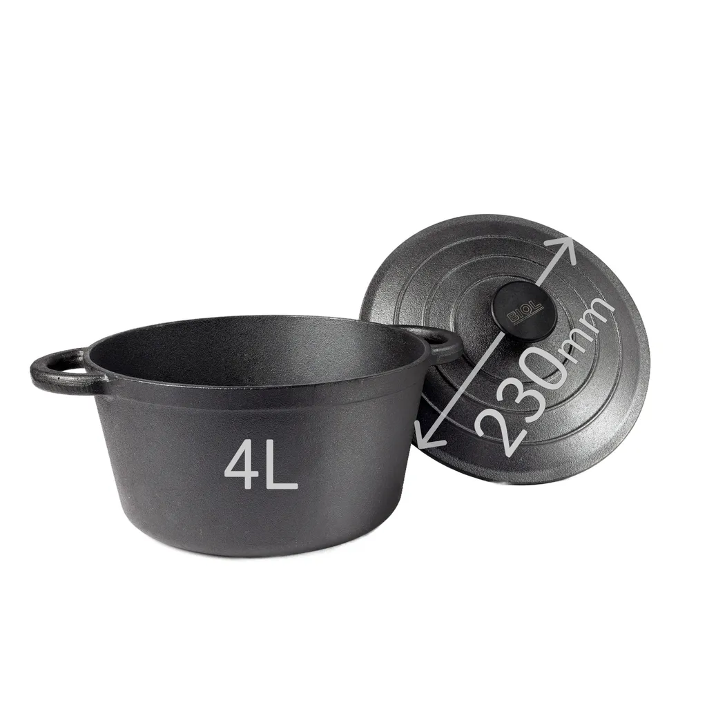 BIOL Pentola Ghisa 4L Ø 23 cm Performance Termica Induzione e Forno
