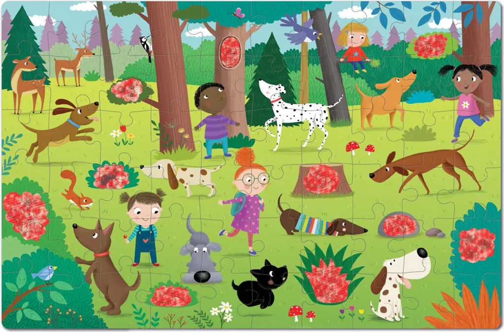 Puzzle enfant 60 pièces sur le thème des chiens avec effet secret