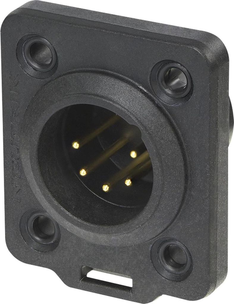 Neutrik XLR 5P Chassis - male TOP Goldkontakte - schwarzes Gehäuse
