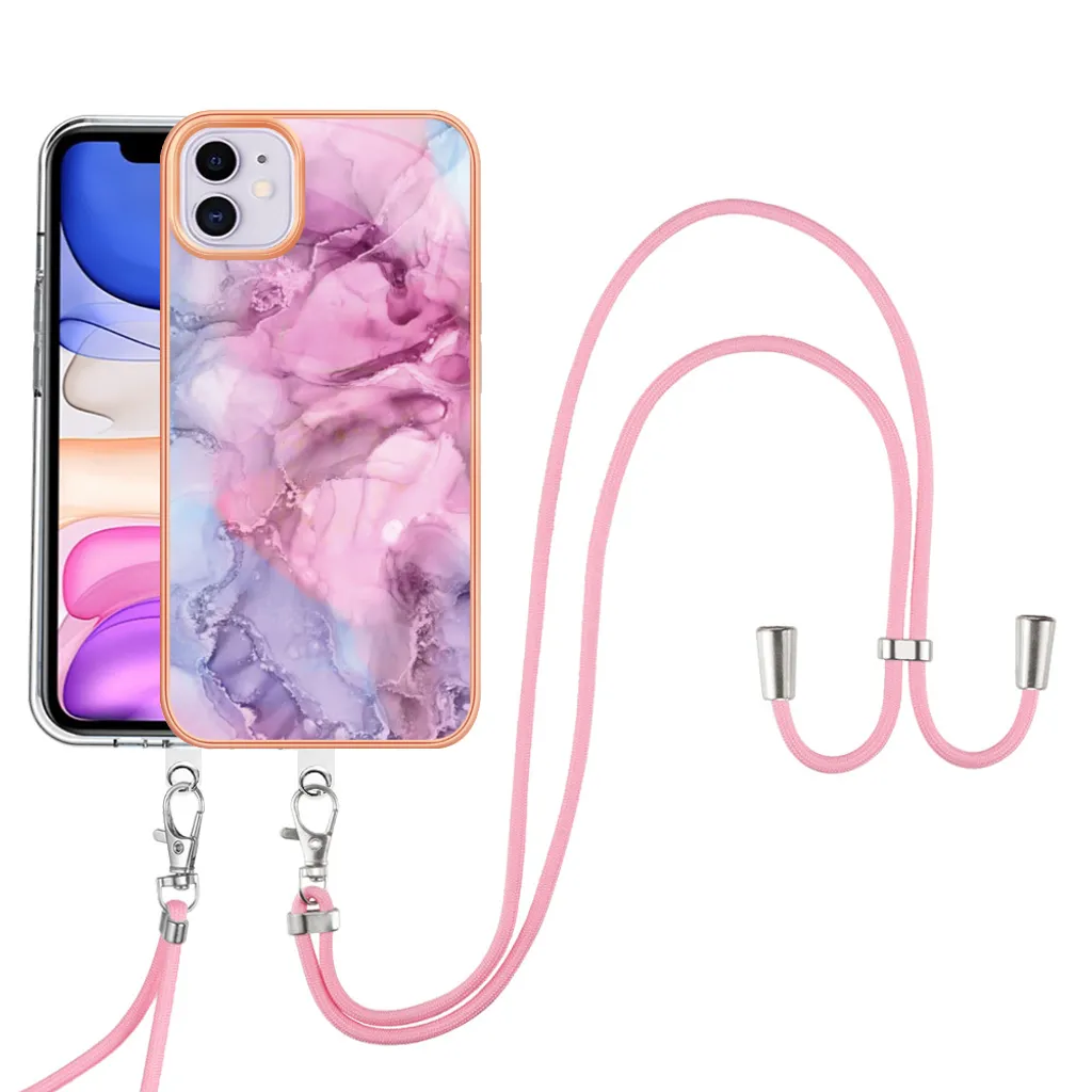 Custodia iPhone 11 Rosa Pastello con Cinturino - Cover Elegante - 1