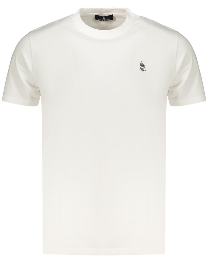 Weißes Herren Kurzarm-T-Shirt mit Stickerei und Rundhalsausschnitt
