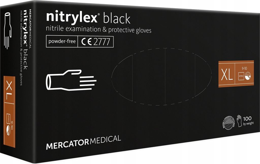 Rękawice nitrylowe czarne Mercator Nitrylex Basic rozmiar Zdjęcie produktu 