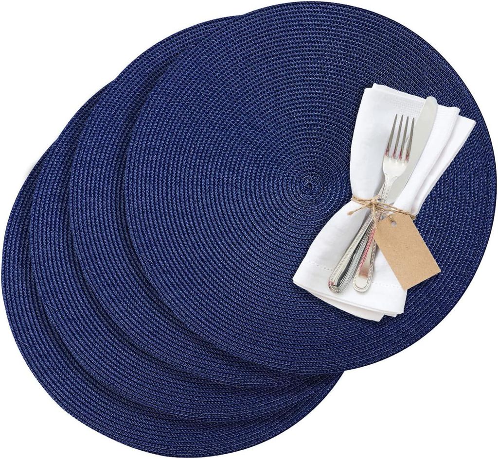 Runde Platzsets, Blau, Grau, 38 cm Durchmesser, Saleen Edition, 01211018154