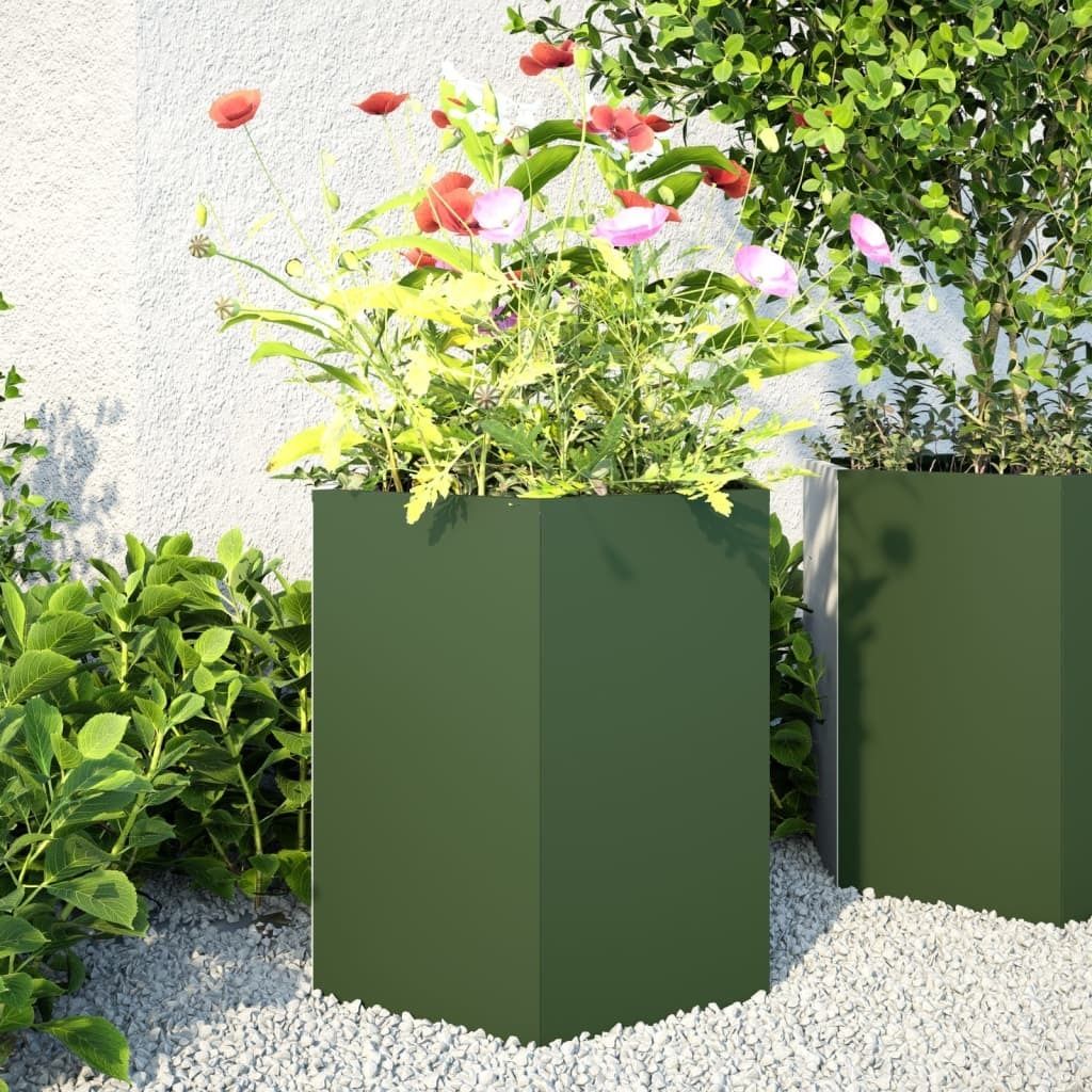 Maison Exclusive - Garten-Pflanzgefäße 2 Stk.Olivgrün Sechseckig 46x40x45 cm Stahl