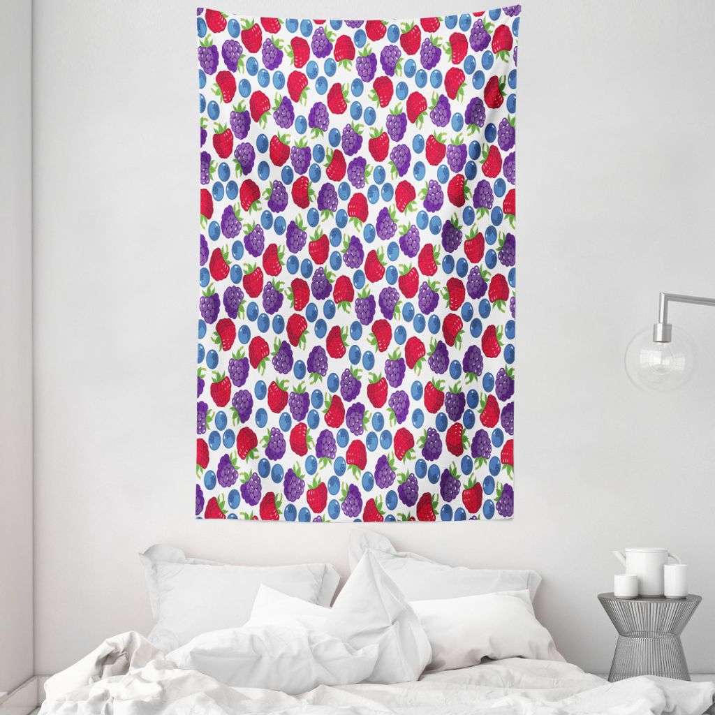 ABAKUHAUS Bunt Wandteppich und Tagesdecke, Wilde Frucht-Muster aus Weiches Mikrofaser Stoff Waschbar ohne Verblassen Digitaldruck, 140 x 230 cm, Me...