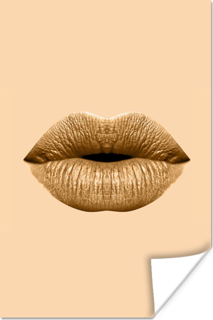 MuchoWow Poster Lippen - Pastell - Braun 80x120 cm - Papierdruck