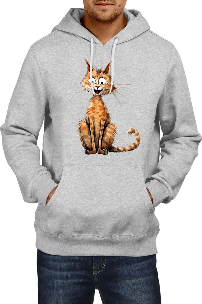 Herren Kapuzenpullover Funny Cats Breeds Cheetoh Cat, Man M / Grau