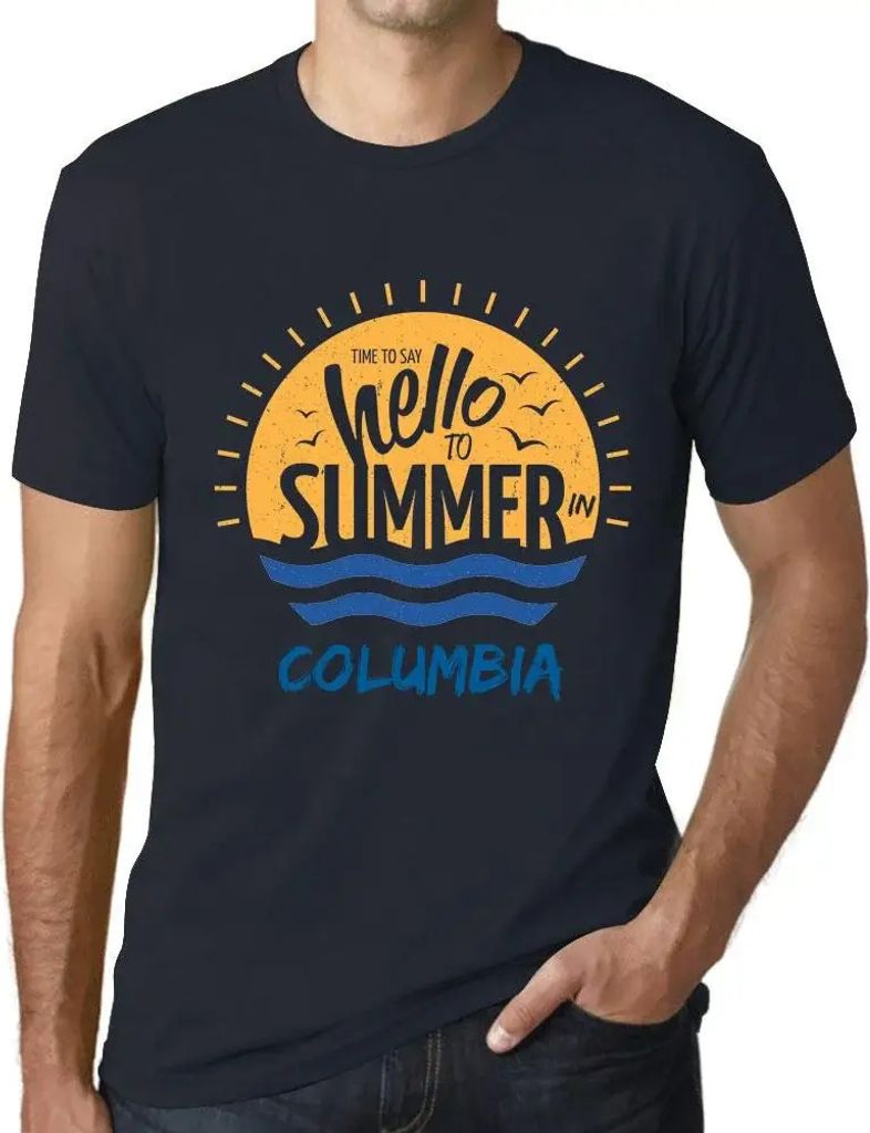 Herren Grafik T-Shirt Zeit dem Sommer in Kolumbien Hallo zu sagen – Time To Say Hello To Summer In Columbia – Öko-Verantwortlich Vintage Jahrgang