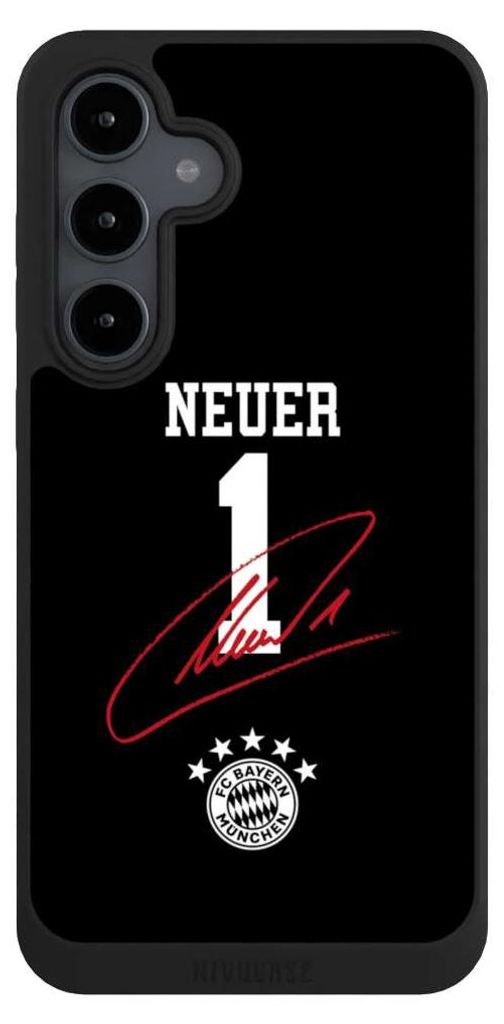 NIVOCASE Handyhülle für Samsung Galaxy S24 FE 5G Hülle NIVOpure Case Schwarz FC Bayern München FCB Manuel Neuer
