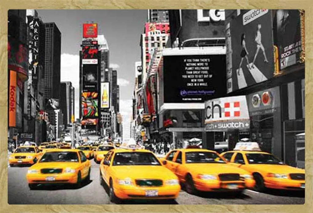 Tableau New York avec Cadre en Bois Shinsuke Poster Géant Times Square