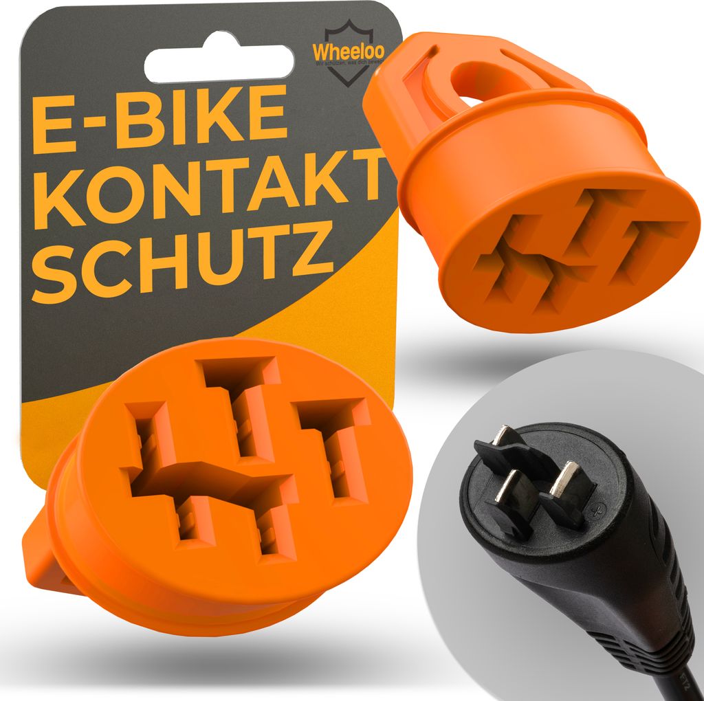 WHEELOO Kontaktschutz Abdeckung für Bosch E-Bike I 2er Set I Orange I eBike Akku Zubehör I Ladekabel Pin Schutz gegen Regen, Schmutz und Dreck