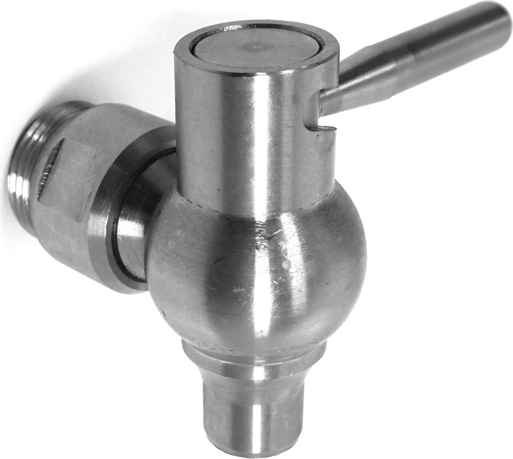 Hochwertiger Edelstahl Kugelhahn Auslaufhahn V2A 3/4" Gewinde und Auslaufbogen