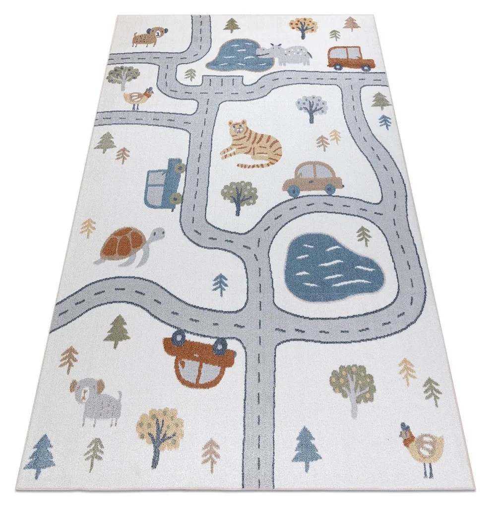 Tapis BONO 8283 Street 140x190 cm : sol doux et décor animaux crème