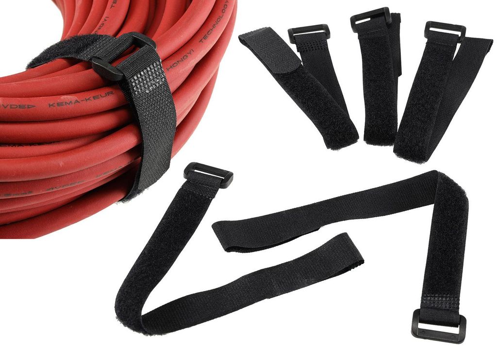 ChiliTec 22713 Klettband mit Öse, 5er Pack 30x2cm, schwarz Produktbild 