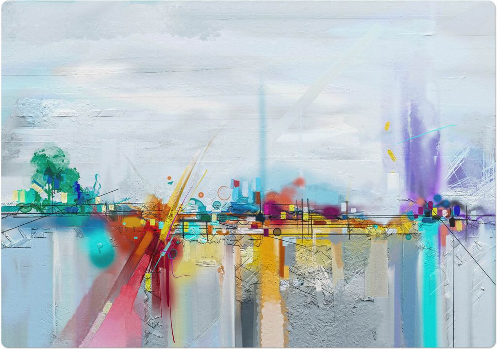 Abstrakte Landschaft – Bodenschutzmatte – Stuhlunterlage 100x100 cm – Rutschfest – Hartbodenmatte