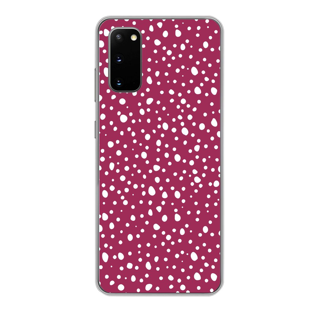 MuchoWow Handyhülle Schutzhülle Hülle für Samsung Galaxy S20 Tupfen - Rot - Weiß Silikon Softcase Handy Hülle - Bild
