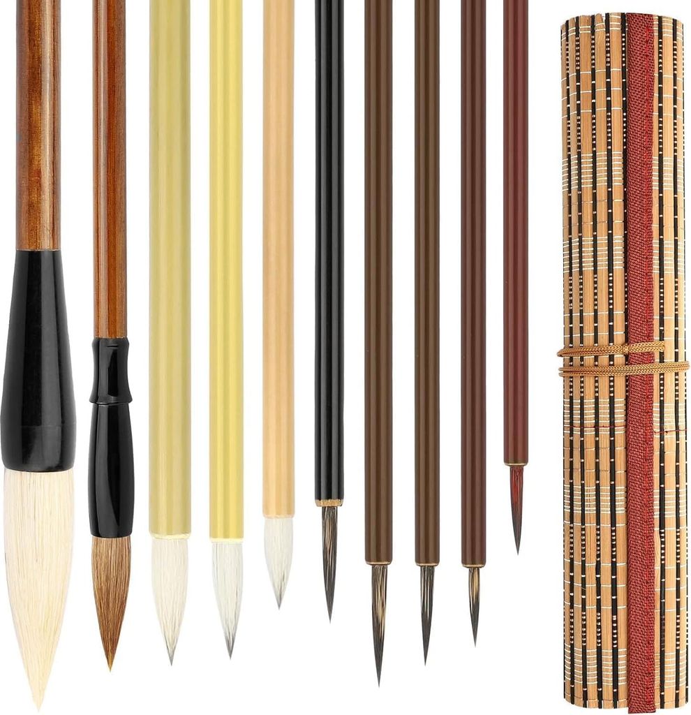 Set aus 10 chinesischen Kalligrafiebürsten - Geeignet für Anfänger - Verschiedene Größen