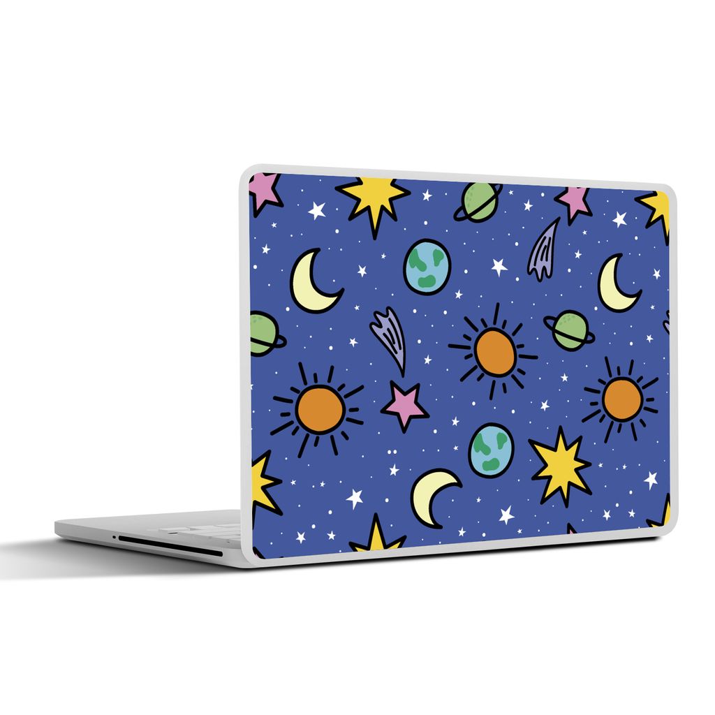 MuchoWow Laptop Aufkleber Sticker Cover Planeten - Sterne - Design 31x22.5 cm - Laptop-Deko
