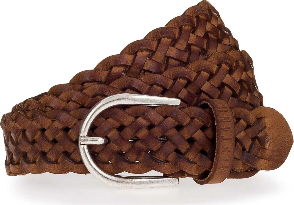 Mustang Braided Leather Belt W90 - Cintura Marrone Baileys in Cuoio
