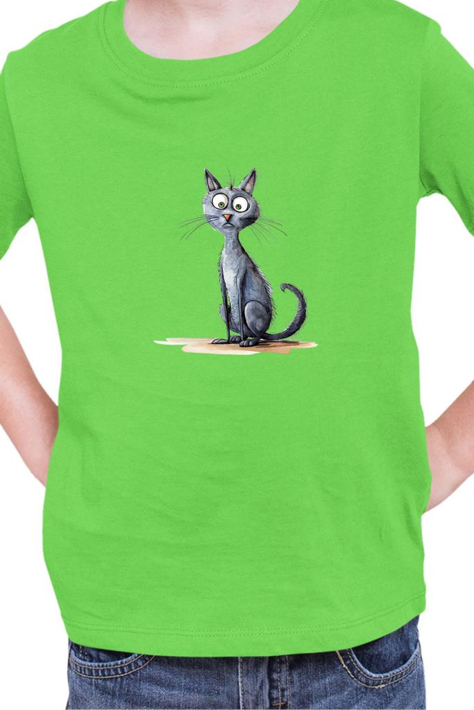 Kinder T-Shirt Funny Cats Breeds Korat Cat, 12-13 Jahr - 152 / Lime