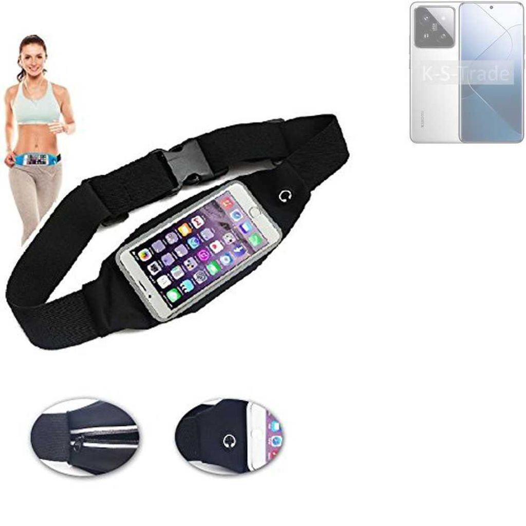 K-S-Trade Jogging-Armband kompatibel mit Xiaomi 14 Gürteltasche Umhängetasche Bauchtasche schwarz Sport Running Jogging Fitness Laufen Exercise