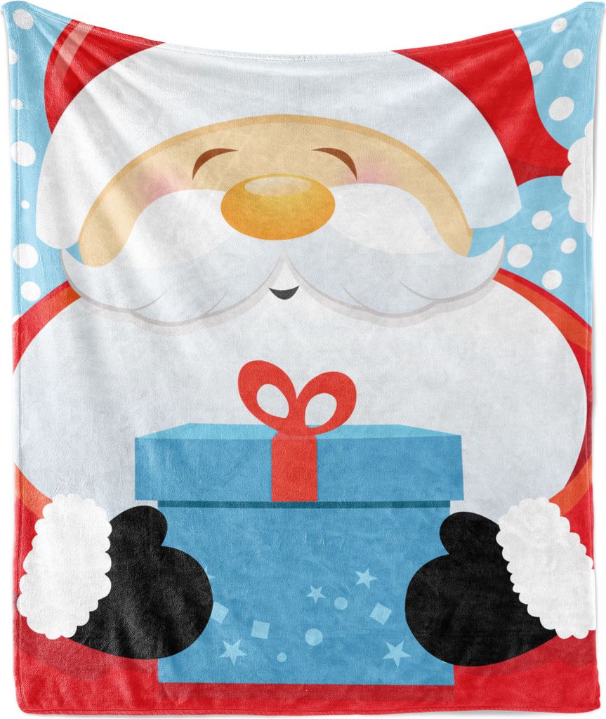 ABAKUHAUS Weihnachten Weich Flanell Fleece Decke, Happy Santa mit Geschenk, Gemütlicher Plüsch für den Innen- und Außenbereich, 125 x 175 cm, S...