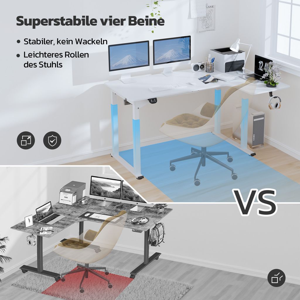 Dripex Schreibtisch elektrisch 180x110cm, L-förmiger Produktbild 3