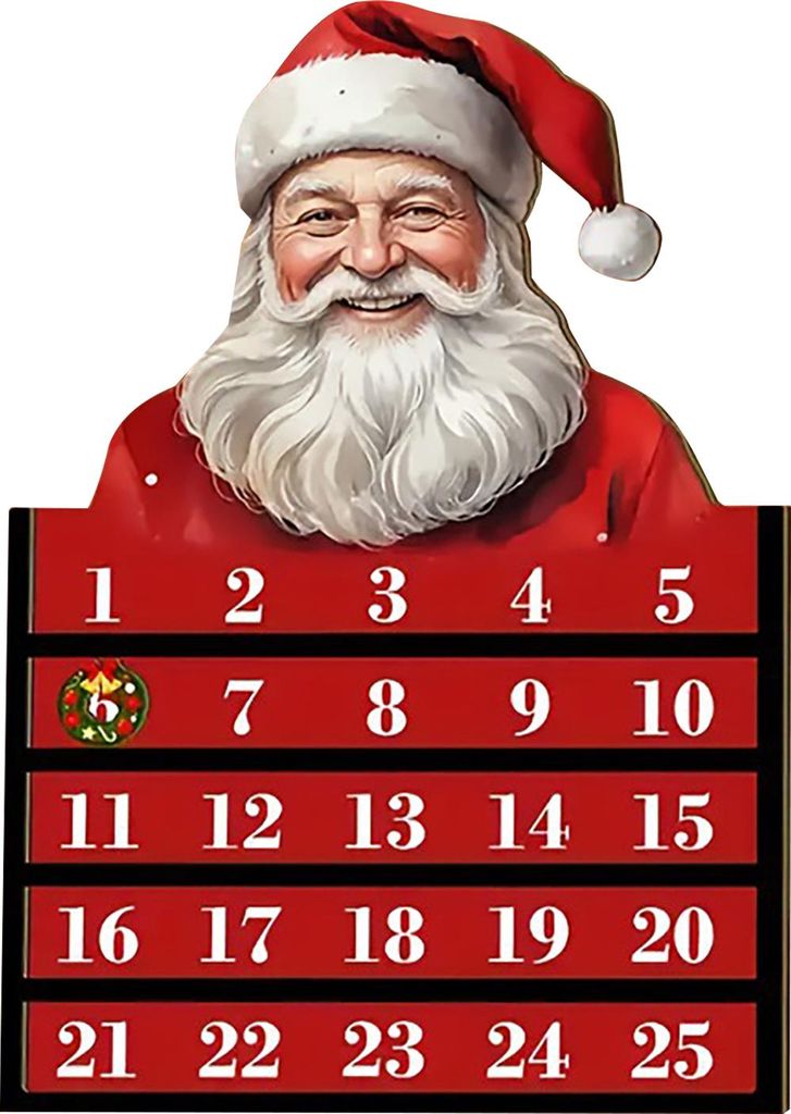 Weihnachtsmann-Adventskalender, Weihnachts-Countdown-Kalender aus Holz, wiederverwendbar, festliche Dekoration für Zuhause, Tischdekoration, Urlau...