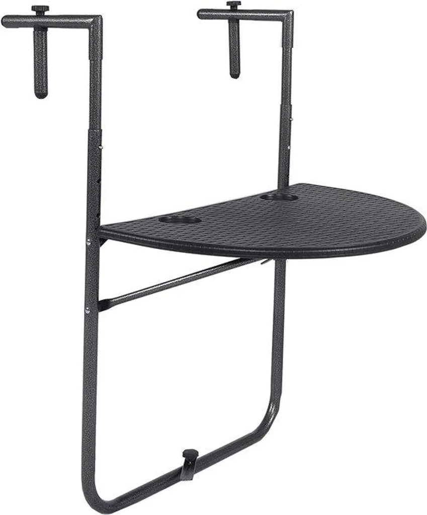 Meuble de jardin suspendu compact noir, alliance bois et métal robuste