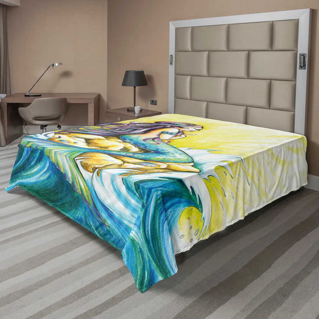Drap de Lit Sirène Anti-Pli 260x228 cm - Literie Douce et Colorée