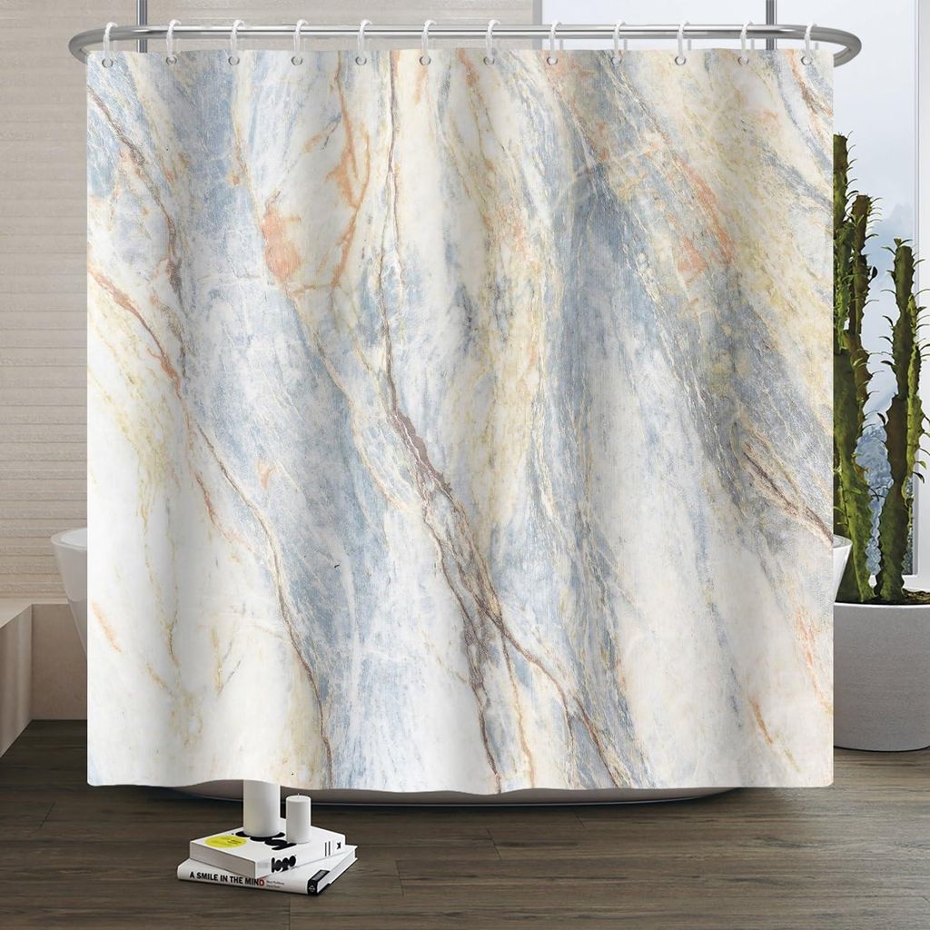 120 x 200 cm Duschvorhang in Marmoroptik, braun, strukturiert, wasserdicht, aus Polyester, modern, ästhetisch, künstlerisch, maschinenwaschbar, s...