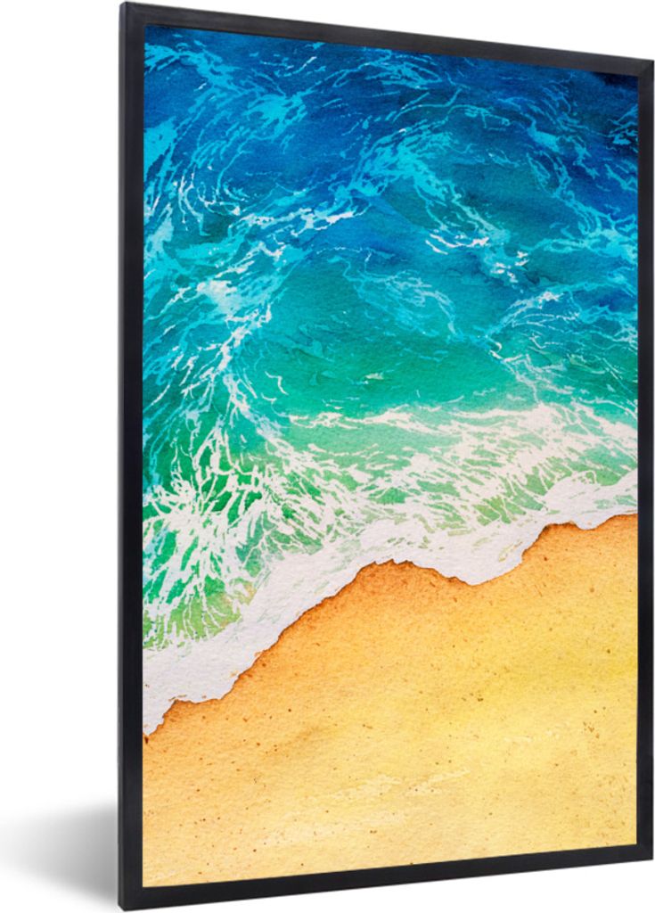 MuchoWow MuchoWow Gerahmtes Poster Meer - Golf - Strand 60x90 cm - Poster mit zchwarzem Bilderrahmen - Kunst
