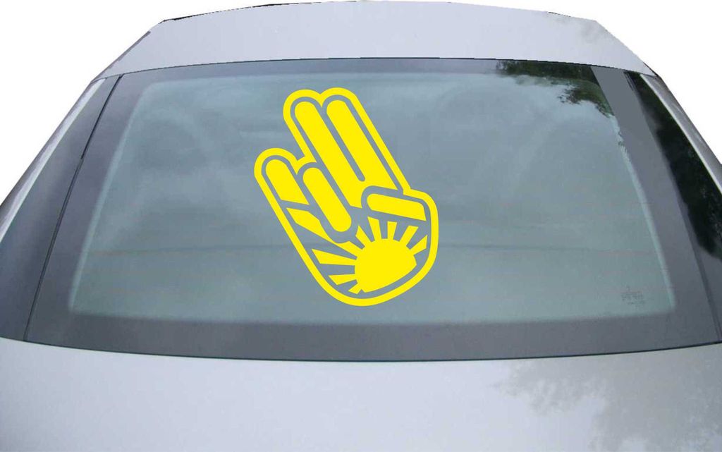 Indigos UG - Aufkleber Heckscheibe & Motorklappe DE7066 - gelb - 600x506 mm - BIG Japan Shocker Hand - Auto Scheiben Fenster Heckklappe Tuning Raci...