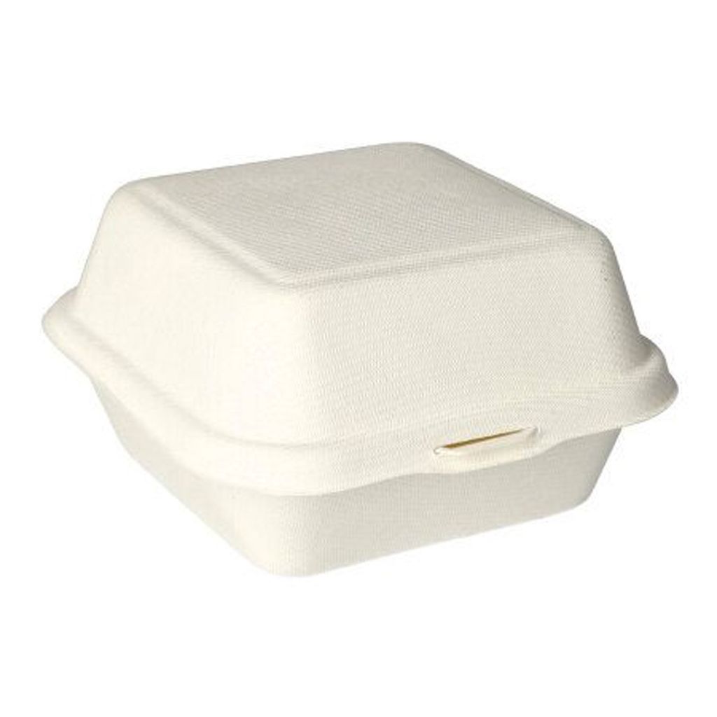 Papstar Hamburger Boxen aus Zuckerrohr weiß 14 x 15 x 8 cm Produktbild 