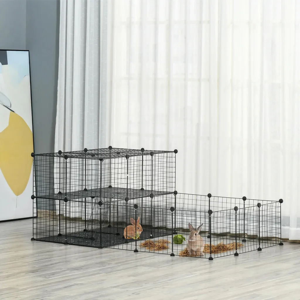Cage Parc Modulable pour Lapins et Rongeurs - Structure Acier Robuste
